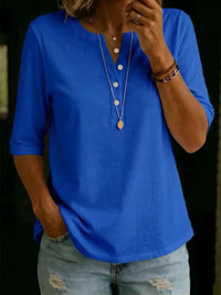 Nancy – Classic Henley Collar Cotton T-shirt