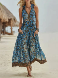 Romilly - Retro Green Leopard Hooded Dress
