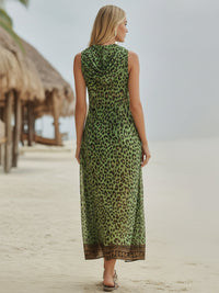Romilly - Retro Green Leopard Hooded Dress