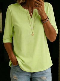 Nancy – Classic Henley Collar Cotton T-shirt