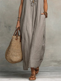 Corin - Flowy Linen Boho Maxi Dress