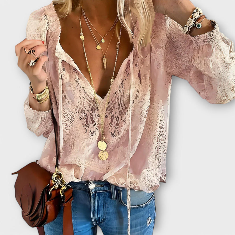 Orla | Women's V-Neck Lace Long Sleeve Blouse