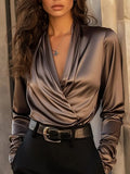 Ottavia | Women's Cowl Neck Long Sleeve Wrap Blouse