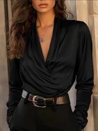 Ottavia | Women's Cowl Neck Long Sleeve Wrap Blouse