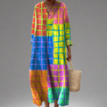 Ottilie | Women's Colorblock V-Neck Long Sleeve Maxi Dress