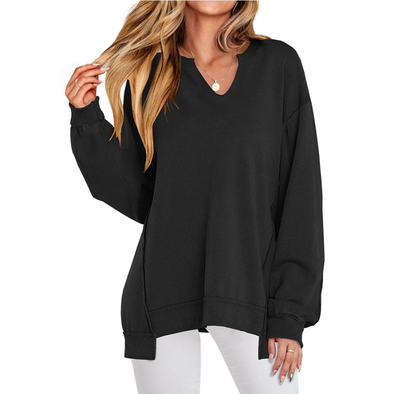 Ottilie | Women's Oversized V-Neck Tunic Sweatshirt