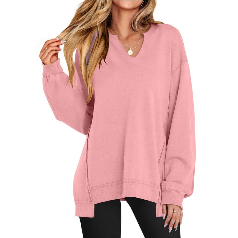 Ottilie | Women's Oversized V-Neck Tunic Sweatshirt