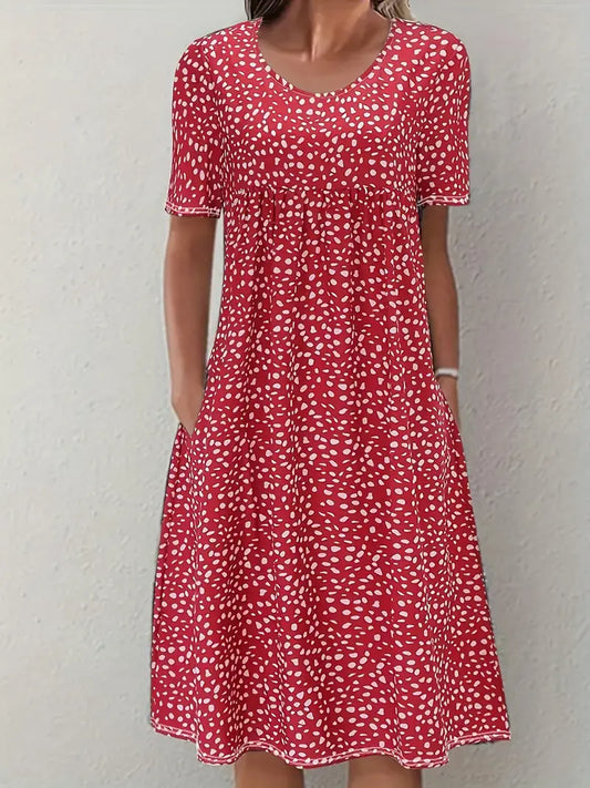 Ottilie | Women's V-Neck Polka Dot Midi Dress