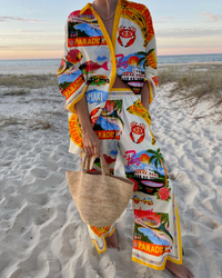 Paloma | Women's Printed Shirt Wide Leg Pants Set