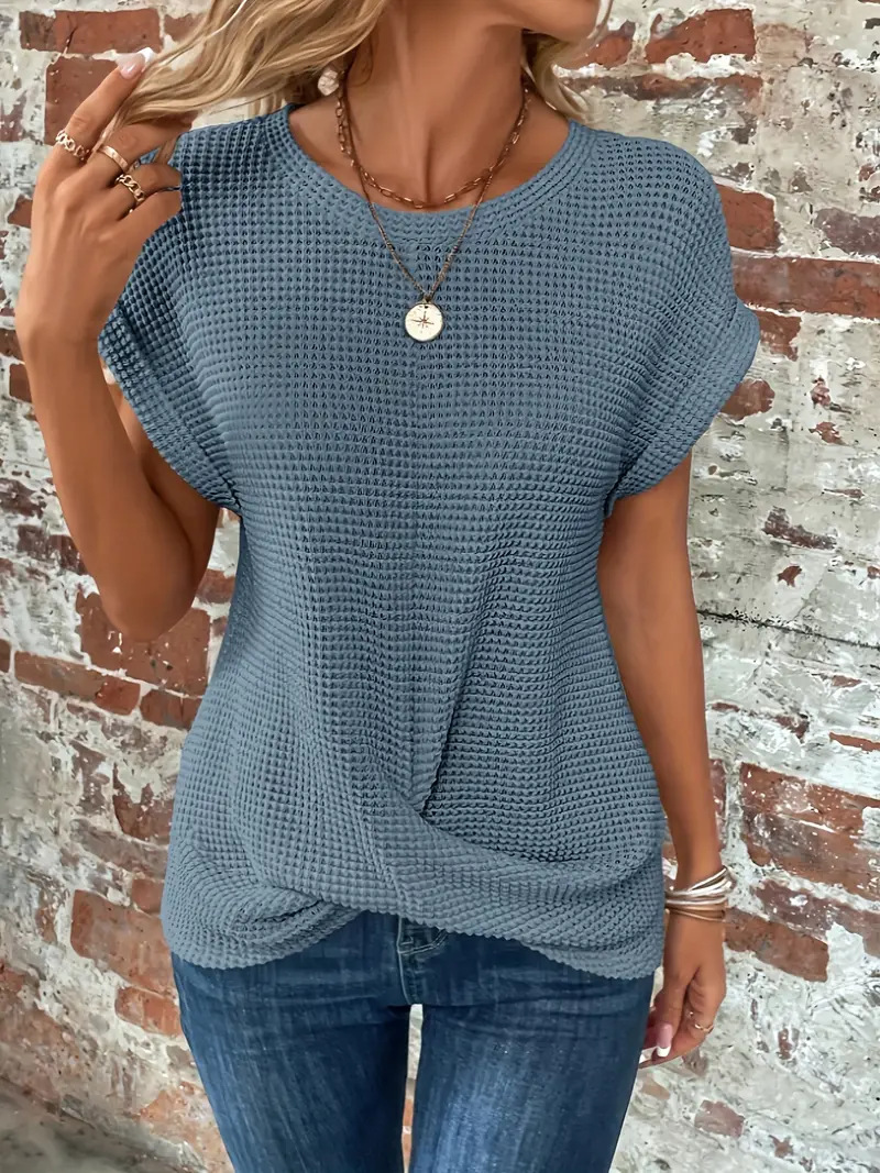 Avalon | Women's Waffle Textured Short Sleeve Top