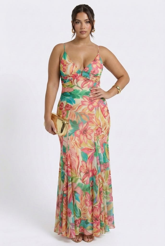 Peach Golden Hour In Palma Maxi Dress