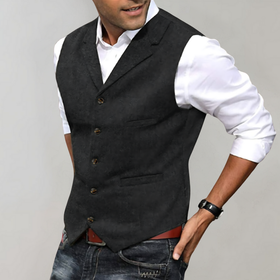 Percival | Men's Herringbone Notch Lapel Suit Vest