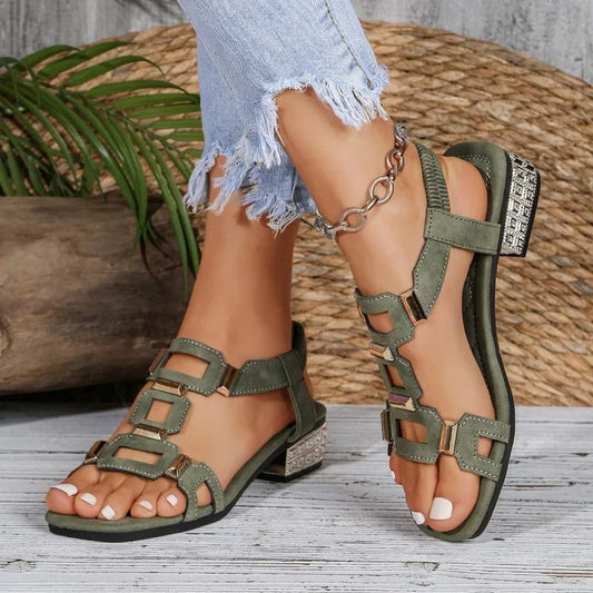 Laraine - Embellished Slingback Flats – Sage Green