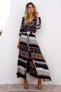 Phaedra | Women's Boho Floral V-Neck 3/4 Sleeve Maxi Dress