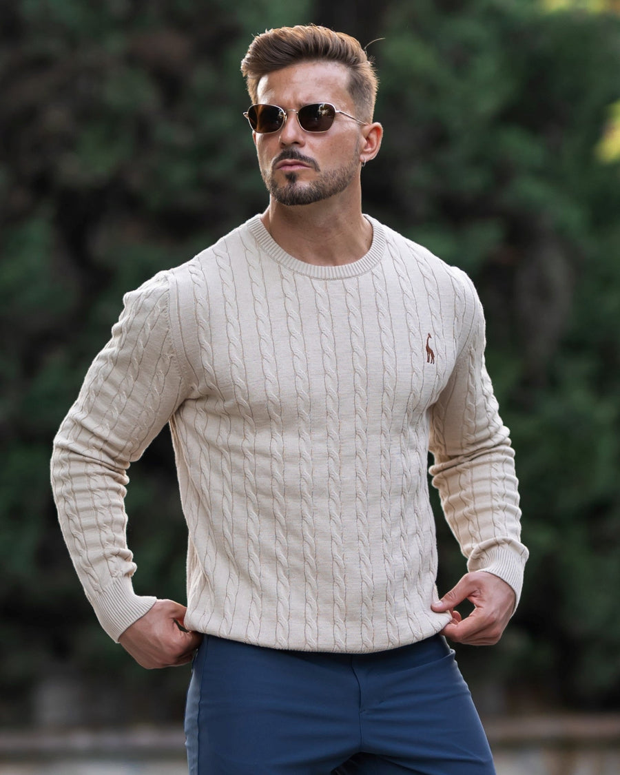 Phelan | Men's Cable Knit Crew Neck Long Sleeve Sweater
