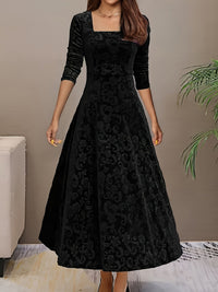 Philippina | Women's Square Neck Long Sleeve Midi Dress