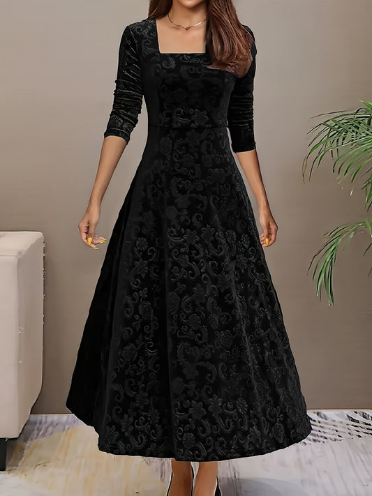 Philippina | Women's Square Neck Long Sleeve Midi Dress
