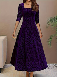 Philippina | Women's Square Neck Long Sleeve Midi Dress