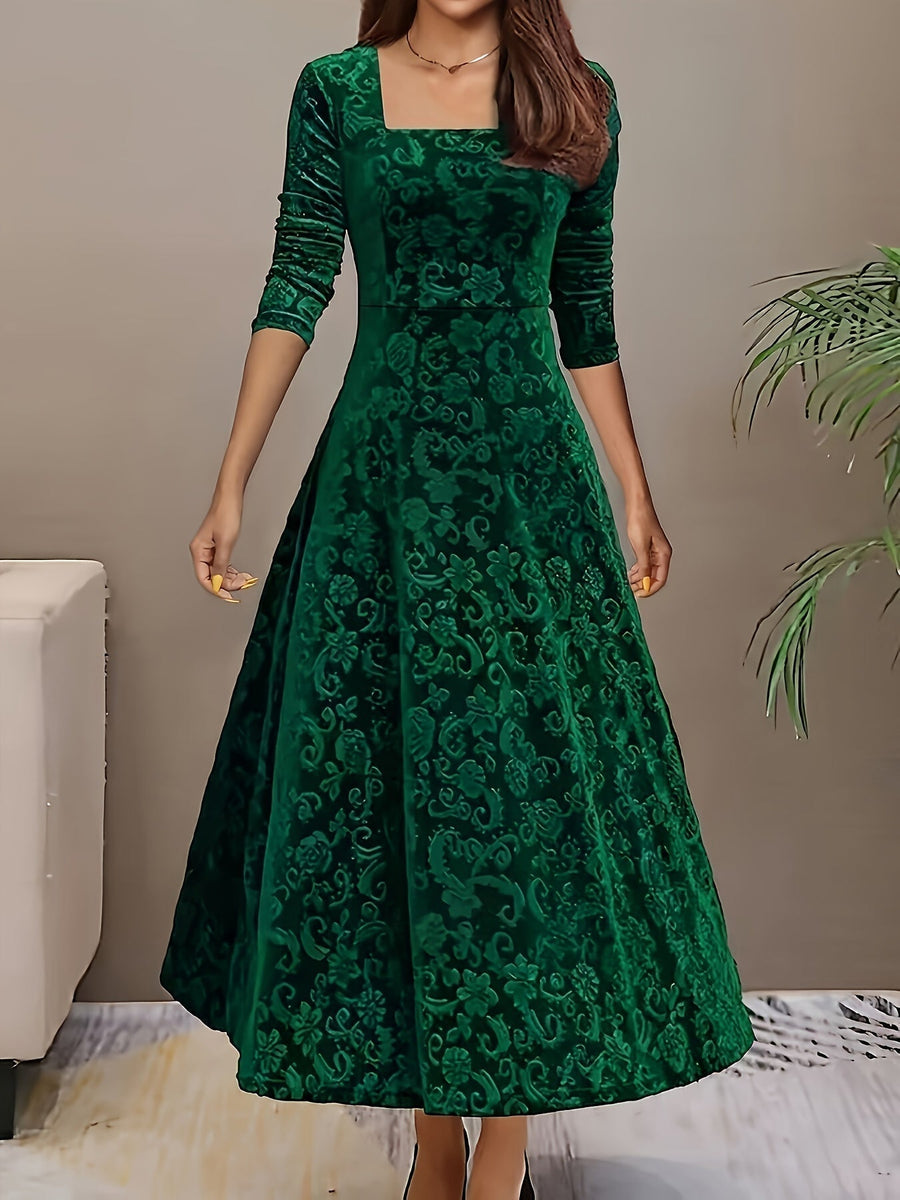 Philippina | Women's Square Neck Long Sleeve Midi Dress