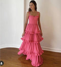 Pink A Line Layered Prom Dress Birthday Party Dress As Picture