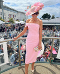 Pink Cocktail Dress Date Night Outfit Wedding Guest Dress Midi Evening