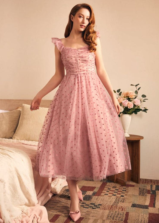 Pink Midsummer Flutter Fit & Flare Dress