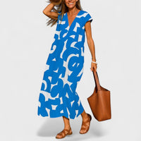 Valery | Flowing V-Neck Dress Blue