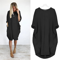 Chloe | Plus Size Midi Dress with Pockets Oversized Casual Comfort Black