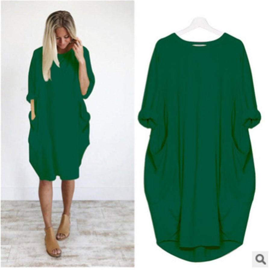 Chloe | Plus Size Midi Dress with Pockets Oversized Casual Comfort Green