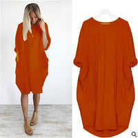 Chloe | Plus Size Midi Dress with Pockets Oversized Casual Comfort Orange