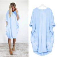 Chloe | Plus Size Midi Dress with Pockets Oversized Casual Comfort Light Blue