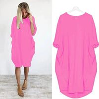 Chloe | Plus Size Midi Dress with Pockets Oversized Casual Comfort Pink