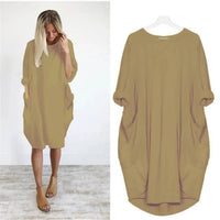 Chloe | Plus Size Midi Dress with Pockets Oversized Casual Comfort Khaki