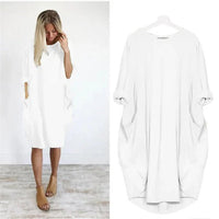Chloe | Plus Size Midi Dress with Pockets Oversized Casual Comfort White