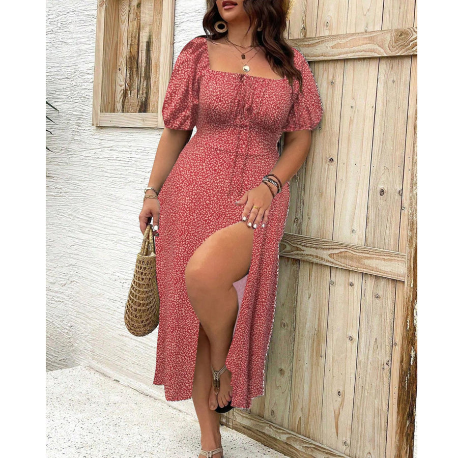 Mia | Plus Size Puff Sleeve Maxi Dress Elegant Flowing Formal Red