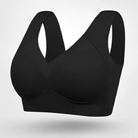 Sophia | Plus Size Wireless Bra V-Neck Molded Cup Pull-On Design Black