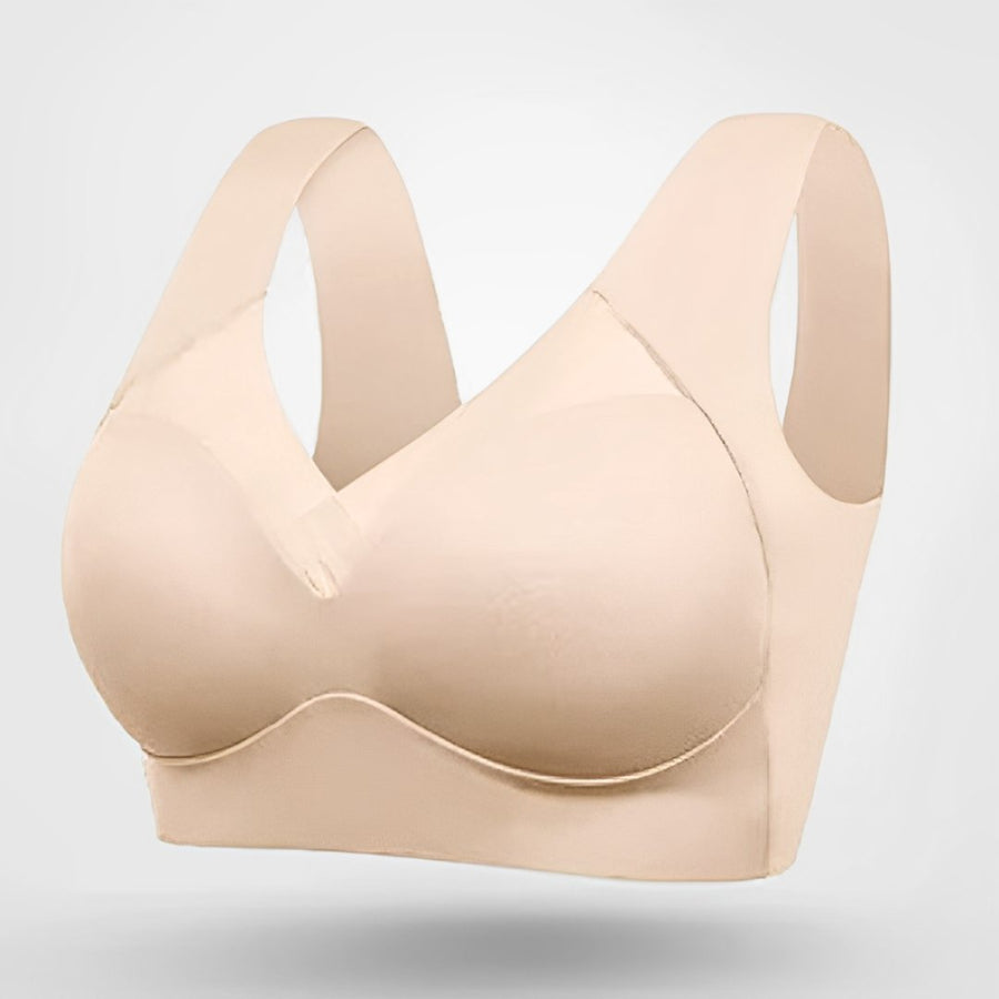 Sophia | Plus Size Wireless Bra V-Neck Molded Cup Pull-On Design Beige