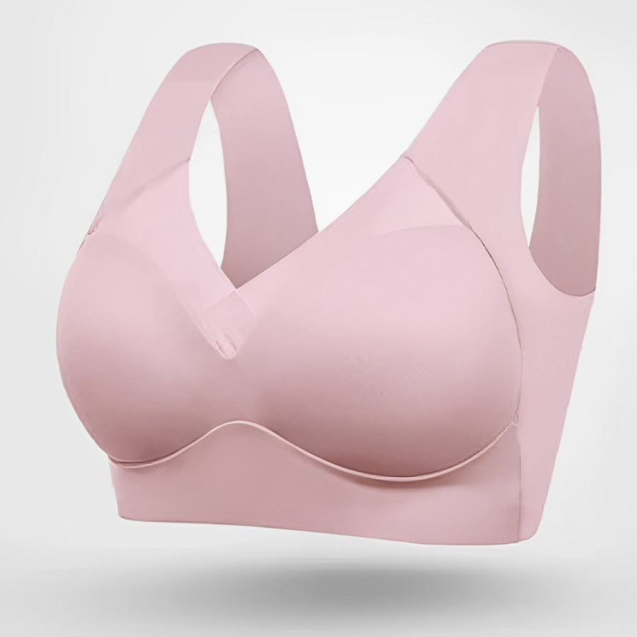 Sophia | Plus Size Wireless Bra V-Neck Molded Cup Pull-On Design Pink
