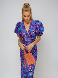 Daisy - Pleated Sleeve Colourful Dress