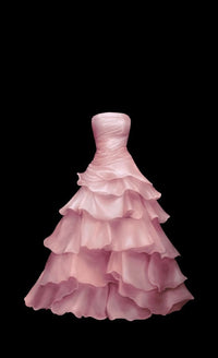 Pretty Strapless A Line Ruffle Long Prom Dress White Layered Wedding