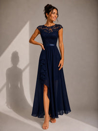 Asha - Lace Maxi Dress with Ruffle Slit
