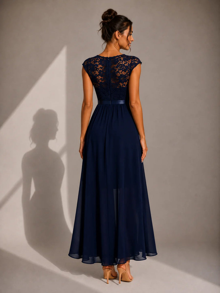 Asha - Lace Maxi Dress with Ruffle Slit