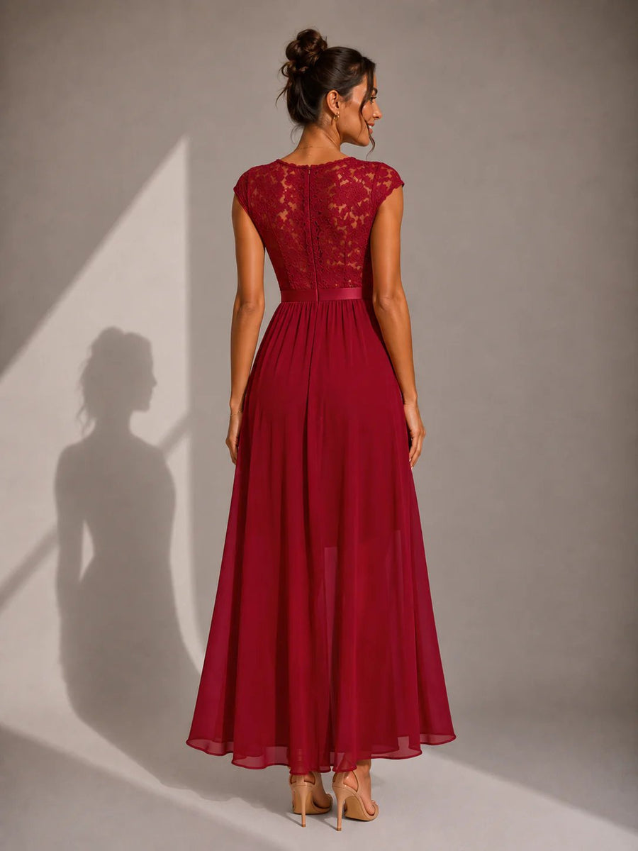 Asha - Lace Maxi Dress with Ruffle Slit
