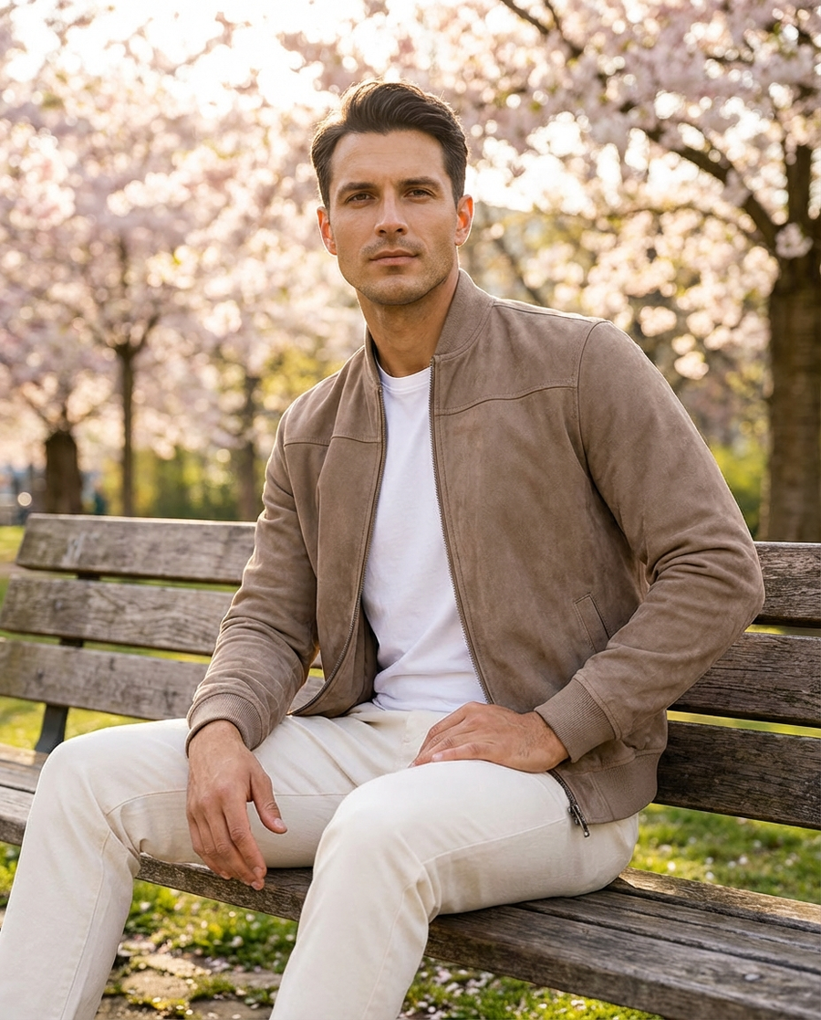 Fergus - Suede Bomber Jacket