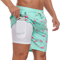 Quinton | Men's Tropical Print Lined Swim Shorts