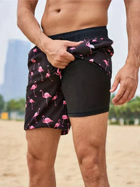 Quinton | Men's Tropical Print Lined Swim Shorts