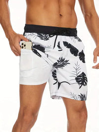 Quinton | Men's Tropical Print Lined Swim Shorts