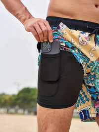 Quinton | Men's Tropical Print Lined Swim Shorts