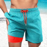 Quinton | Men's Tropical Print Lined Swim Shorts