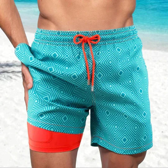 Quinton | Men's Tropical Print Lined Swim Shorts
